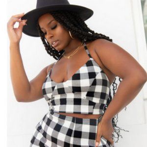 Rebdolls Women's Always Flirting Halter Crop Top in Black/White Size 3X NWT $47